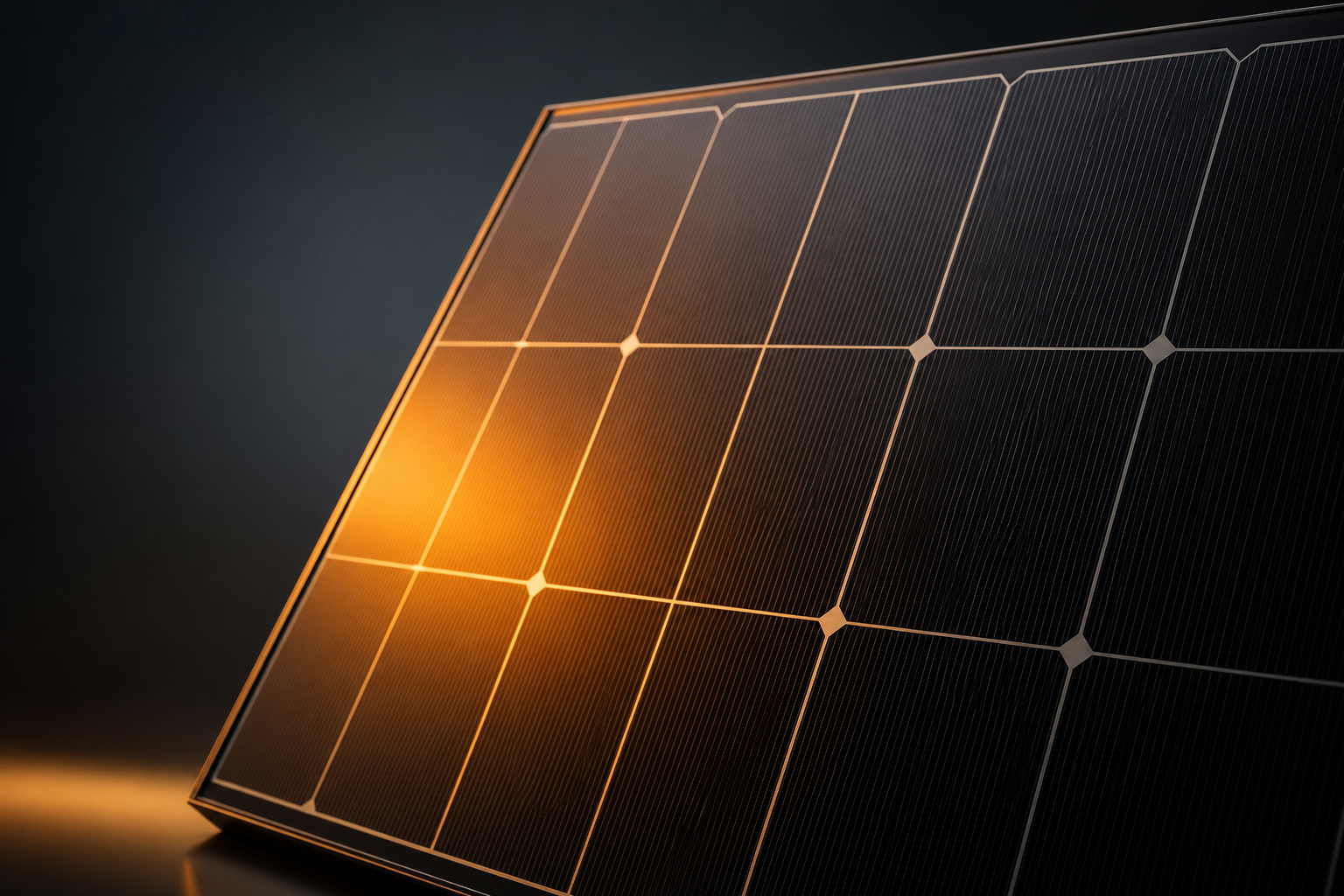Macro texture of monocrystalline and polycrystalline solar cell surfaces with amber reflections